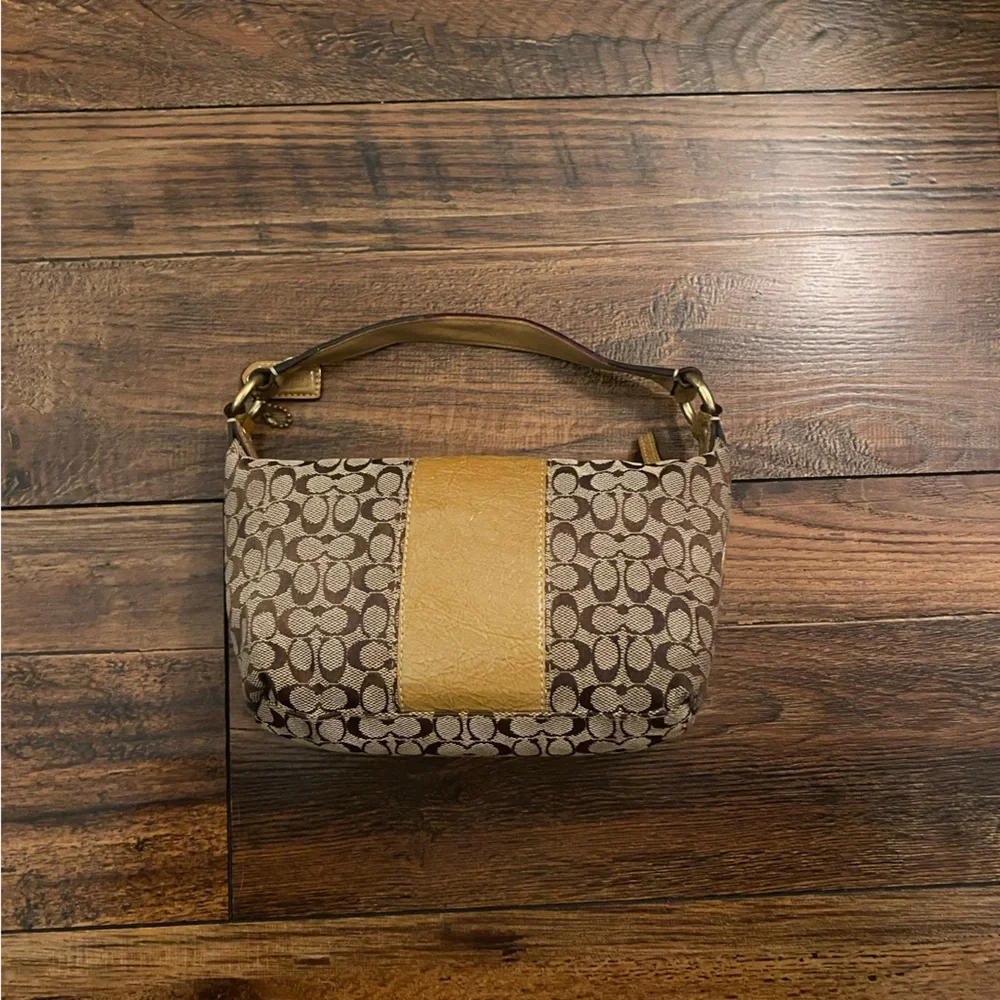 Coach Signature Demi Shoulder Bag 41066 - Brown & Gold Leather y2k Mini Bag - Picture 2 of 10